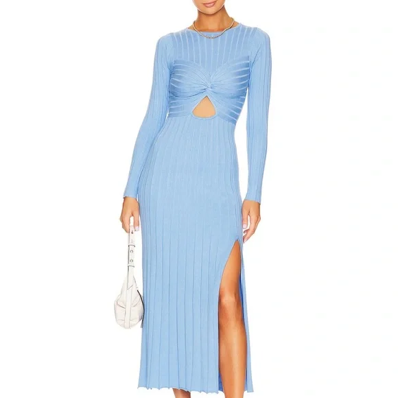 Sovere | Dresses | Revolve Sovere Recline Knit Dress In Azure Cut Out Midi  Long Sleeve Womens Xs | Poshmark